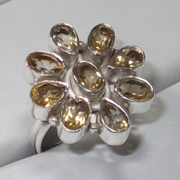 925 sterling silver yellow citrine gemstone ring jewelry